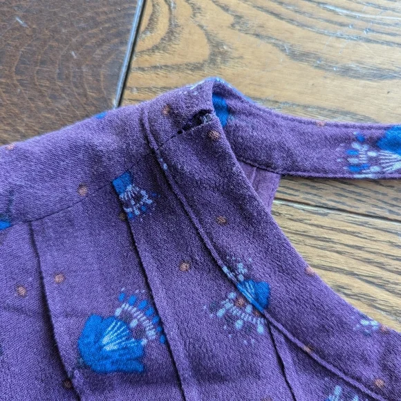 Free People Tegan Floral Purple Long Sleeve Keyhole Mini Dress Boho Hippie Fairy - Picture 16 of 16